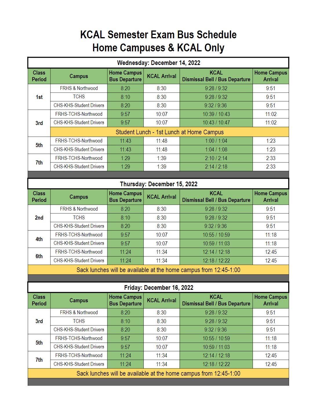 KCAL Schedule